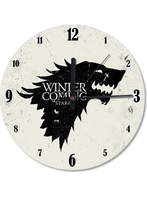 UltraMint Şık 50 cm Çap Stark Winter Is Coming Temalı Duvar Saati