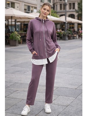 Puane Kadın Kapüşonlu Fermuarlı Tunik Pantolon Takımı