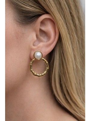 Suzi Shine 316L Çelik Inci Detaylı Halka Küpe