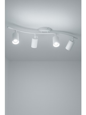 Modern Beyaz Salon ve Mutfak Aydınlatması, 4'lü Spot Avize