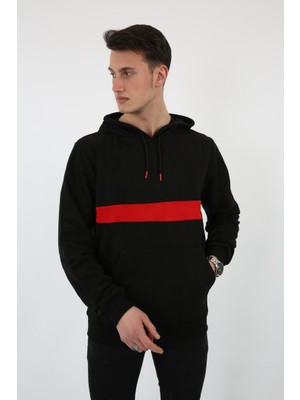 Evolaria Üç Iplik Kapşonlu Kalın Çizgili Kanguru Cepli Erkek Günlük Sweatshirt