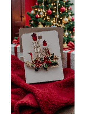 Initium 1.kalite Mum Figürlü Zirkon Taşlı Broş