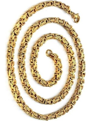 Normadia Sarı Gold Renk Erkek Çelik Kral Zincir Kolye, Şık ve Kaliteli Tasarım