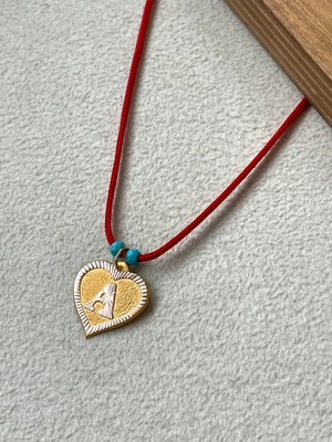 Rupen Kraft Kırmızı Ipli 14 Ayar Altın A Harfi Kolye Altın Kalpli Harf Kolye Altın Harf