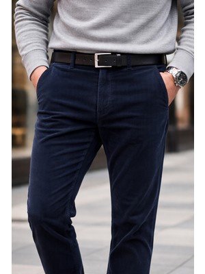 Varetta Erkek Lacivert Kadife Pantolon Fitilli Klasik Kesim Cepli