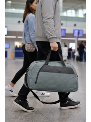 Büyük Boy Gri Önü Cepli Ayarlanabilir Omuz Askılı El Seyahat Spor ÇANTASI-00831