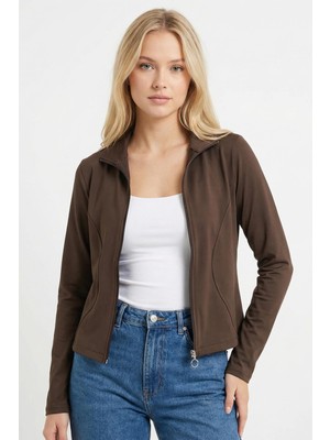 Rays 8327A Fermuarlı Hırka Kahve