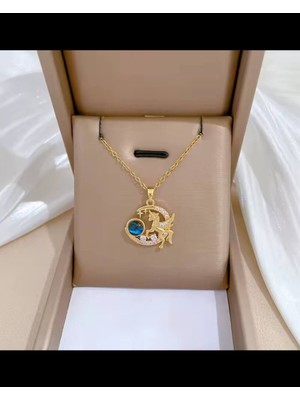 Normadia Paslanmaz Çelik Unicorn Gezegen Kadın Kolye 45 Cm, Şık ve Zarif Tasarım