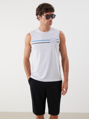 Lc Waikiki Yeni Sezon Bisiklet Yaka Baskılı Erkek Kolsuz Tişört