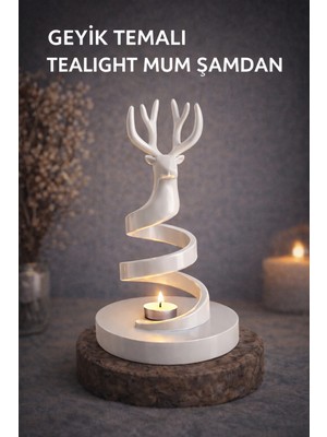Geyik Temalı Tealight Mum Tealight – Modern Dekoratif Mumluk, Farklı Renk Seçenekleri