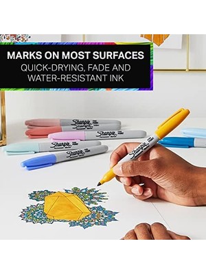 Sharpie Uçlu Permanent Kalıcı Markör Kumbara Hediyeli 16LI Set, Tek Boynuzlu At