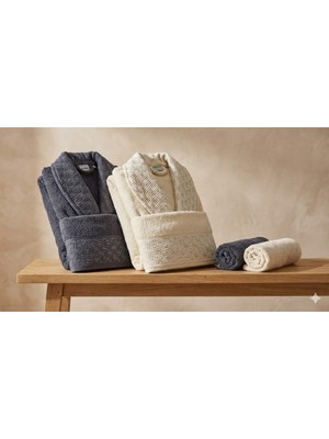 Özdilek Dıagonal Waffle Gri-Bej Aile Seti