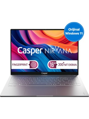 Casper Nirvana S100 Intel Core i7 13620H 16GB 480GB SSD Windows 11 Home 300Nit 16" Taşınabilir Bilgisayar S100.1362-BV00A-G-F