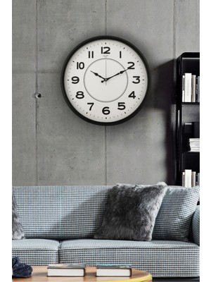 UltraMint 50 cm Gerçek Cam Sessiz Mekanizma Siyah Modern Duvar Saati