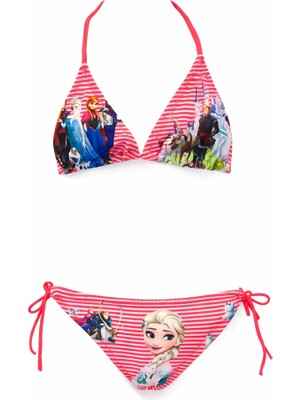Hazelin Kız Çocuk Pembe Çizgi Figürlü Ip Bağlamalı Bikini Takım HZL25S-LC842