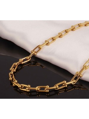 Normadia Şık Paslanmaz Çelik Zincirli Kadın Gerdanlık Kolye, Zarif Tasarım