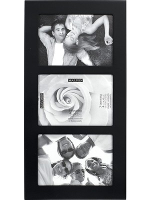 - 951-346 4x6 3-Açılış Kolaj Resim Çerçevesi - Üç Adet 4x6 Resim Gösterir - Siyah