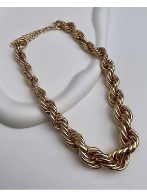 Normadia Şık ve Kalın Zincir Gold Kolye, Modern ve Zarif Takı Tasarımı
