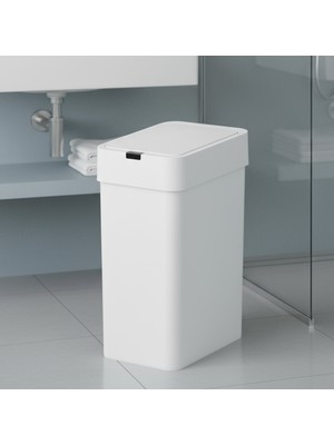 Norrheim Nordvit 9 Litre Gelişmiş Ir Sensörlü & Yerleşik Çöp Torbası Tutuculu Iskandinav Kompakt Tasarım Çöp Kovası - Ay Beyazı