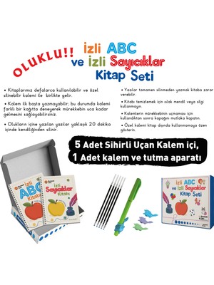 Akademik Zeka İzli Abc ve Sayıcıklar Kitabları Oluklu Seti (1AdetSihirliUçanKalem-TutmaAparatı, 5 Adet Kalem İçi)