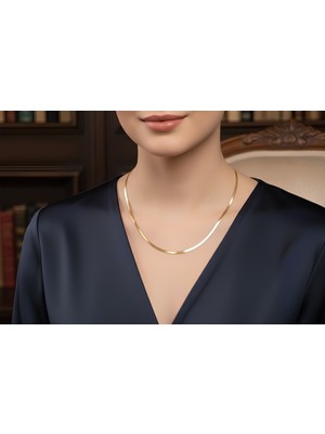 Normadia Altın Renk Ince Balık Sırtı Model Çelik Kolye, Şık ve Zarif Tasarım