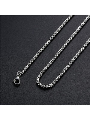 Normadia Şık 2,5mm Kare Zincir Çelik Unisex Kolye, Paslanmaz ve Kararmaz