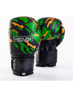 Limitless Fight Gear Limitless Camo Green Boks Eldiveni 10 oz PU Malzeme ile Yüksek Kalite ve Velcro Kapatma