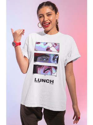 Sevbano Billie Eilish Lunch Baskılı Unisex Oversize Şarkıcı Tişört