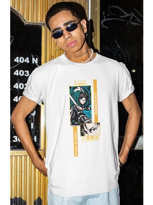 Sevbano Levi Ackerman Shingeki No Kyojin Baskılı Unisex Oversize Attack On Titan Anime Karakter Tişört