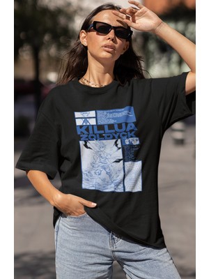 Sevbano Killua Zoldyck Hunter x Hunter Baskılı Unisex Oversize Anime Karakter Tişört