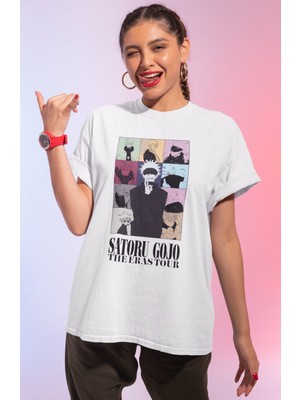 Sevbano Tasarım Gojo Satoru Jujutsu Kaisen Baskılı Unisex Oversize Anime Karakter Tişört