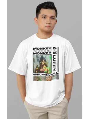 Sevbano Monkey D. Luffy One Piece Baskılı Unisex Oversize Anime Karakter Tişört