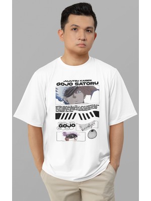 Sevbano Satoru Gojo Jujutsu Kaisen Baskılı Unisex Oversize Anime Tişört