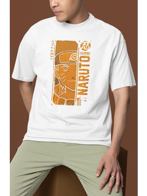 Sevbano Tasarım Naruto Uzumaki Baskılı Unisex Oversize Naruto Anime Dizi Karakter Tişört