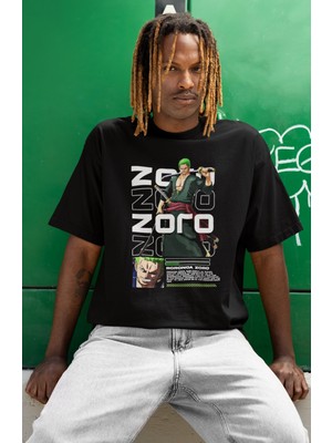 Sevbano Roronoa Zoro One Piece Baskılı Unisex Oversize Anime Karakter Tişört