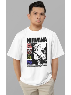 Sevbano Nirvana Rock Metal Müzik Grubu Baskılı Unisex Oversize Tişört