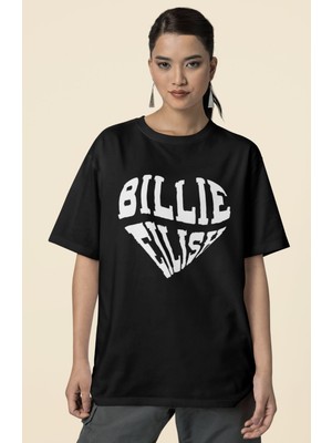 Sevbano Billie Eilish Baskılı Kalp Temalı Unisex Oversize Şarkıcı Tişört