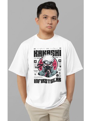 Sevbano Ikakashi Hatake Anime Karakter Baskılı Unisex Oversize Kakashi Infirstgear Tişört