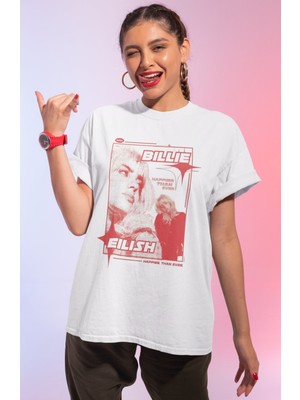 Sevbano Billie Eilish Happier Than Ever Baskılı Unisex Oversize Şarkıcı Tişört