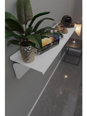 Metal Beyaz Vidalı Dresuar ve Dekoratif Kitap Rafı 40 cm MT122