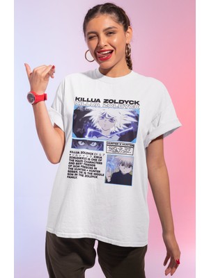 Sevbano Killua Zoldyck Hunter x Hunter Baskılı Unisex Oversize Anime Tişört