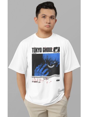 Sevbano Tasarım Tokyo Ghoul Ken Kaneki Kırıshıma Touka Baskılı Unisex Oversize Anime Karakter Tişört