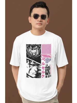 Sevbano Özel Tasarım Berserk Guts Baskılı Unisex Oversize Anime Dizi Karakter Tişört