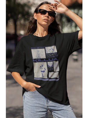 Sevbano Killua Zoldyck Hunter x Hunter Baskılı Unisex Oversize Anime Karakter Tişört