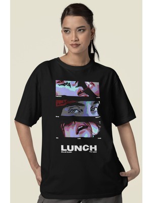 Sevbano Billie Eilish Lunch Baskılı Unisex Oversize Şarkıcı Tişört