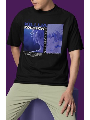 Sevbano Killua Zoldyck Hunter x Hunter Baskılı Unisex Oversize Anime Tişört