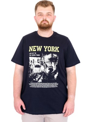 ModeXL Mode Xl Büyük Beden Erkek T-Shirt Bisiklet Ysks New York U25036 Lacivert