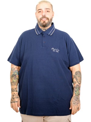 Modeclub Indigo Polo Yaka T-Shirt 25316 Büyük Beden Erkek Standart Kol Pamuk Yazlık