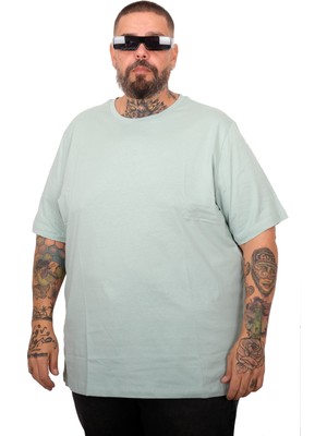 ModeXL Mode Xl Büyük Beden Unisex Bisiklet Basic Tshirt 20031 Mint Yeşili