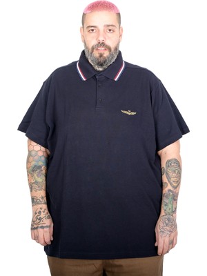 Mode Xl Büyük Beden Erkek Eagle Polo Yaka T-Shirt 25315 Lacivert